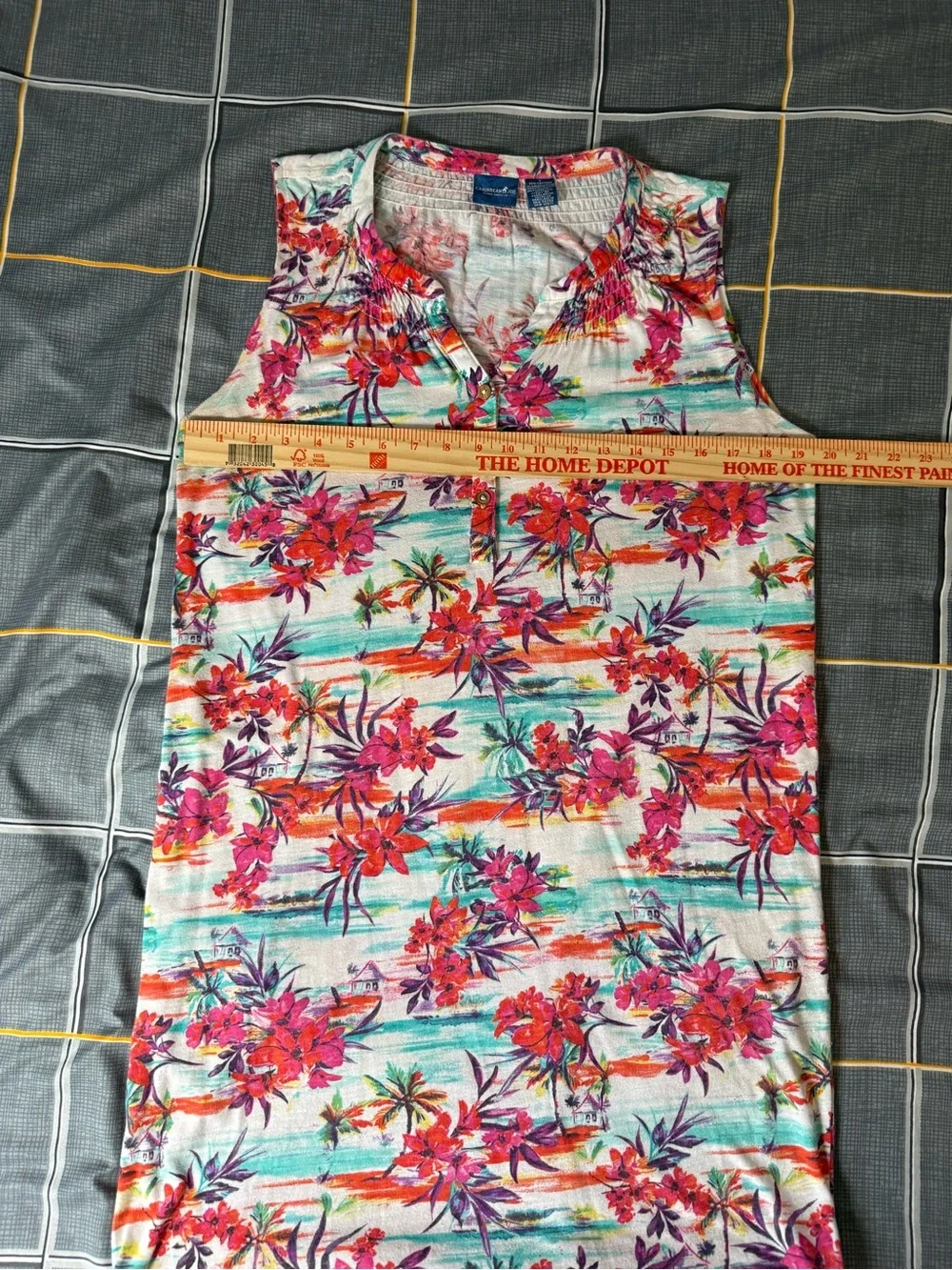 👗Caribbean Joe Sleeveless Tropical Floral Dress in Pink & Teal Size Large